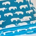 31 X 31 Organic baby blanket in teal elephants. 3 layers make it extra soft and cudldy