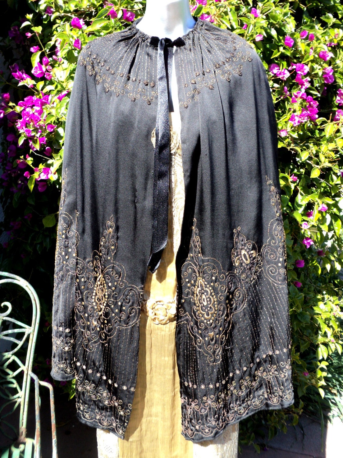 Victorian Metallic Embroidered Cape French 1890s Steampunk