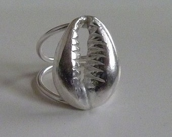 Sterling Silver Ring Metal Cowrie Shell Afrocentric Jewelry