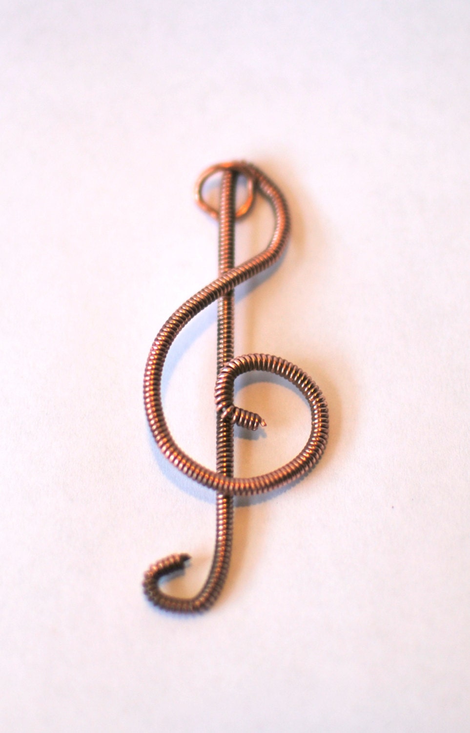 Piano String Treble Clef Necklace Pendant