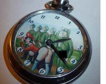 A Vintage EROTIC animated automaton Vintage Pocket Watch soldiers...Mature
