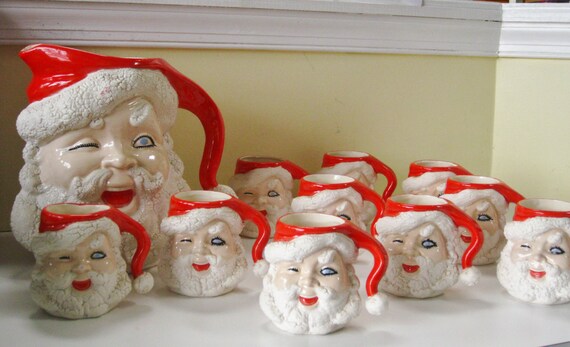 sale large santa pitcher and mug set jamar by maggiemaevintage sale large santa pitcher and mug set jamar by maggiemaevintage