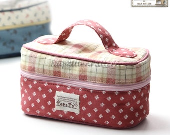 Train case,Zippered bag sewing pattern, makeup bag pattern, cosmetic bag pattern -- PDF pattern -- instant download