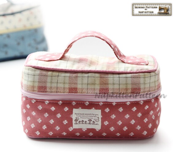 Train case,Zippered bag sewing pattern, makeup bag pattern, cosmetic bag pattern -- PDF pattern ...