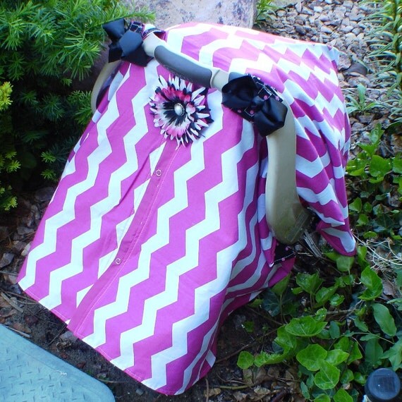 Car seat Canopy Girl Hot Pink and Black / Car seat cover