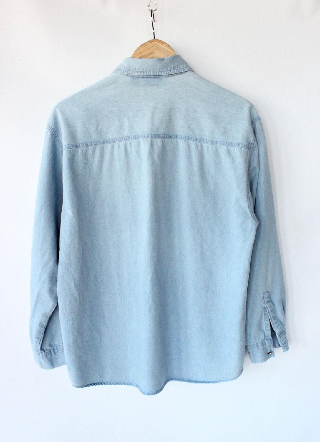 Vintage 80s Light Blue Jean Button Up Shirt // Women's