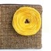 Chocolate Brown Clutch Handbag / Lemon Yellow Satin Flower