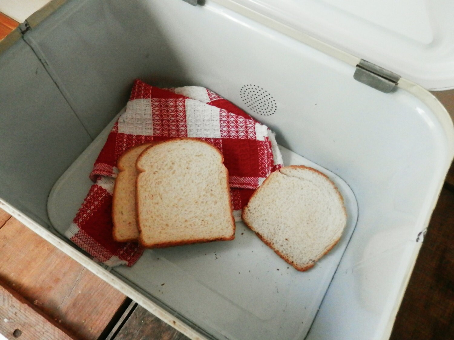 Farmhouse Bread Box French Country Rustic Kitchen Red