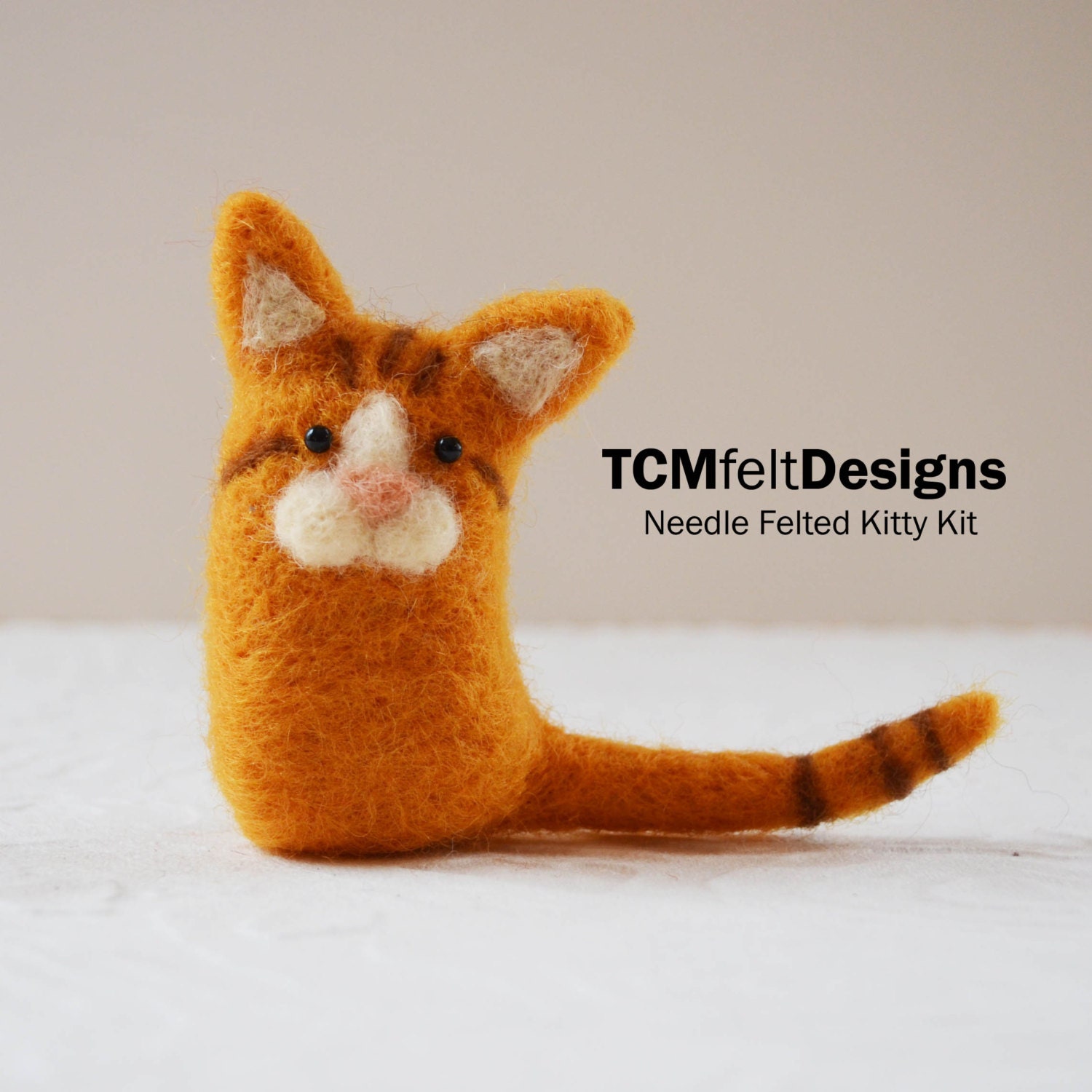 Needle Felting Kitty Kit wool cat complete fiber kit for