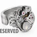 RESERVED FOR RK - Steampunk Ring, Icy Moonstone & Vintage Watch Movement - Silver Spoon Ring size 7.5