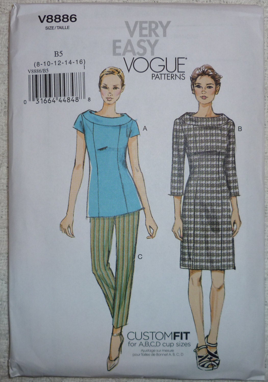 Very Easy Vogue Pattern V8886 Dress Top and Pants Pattern