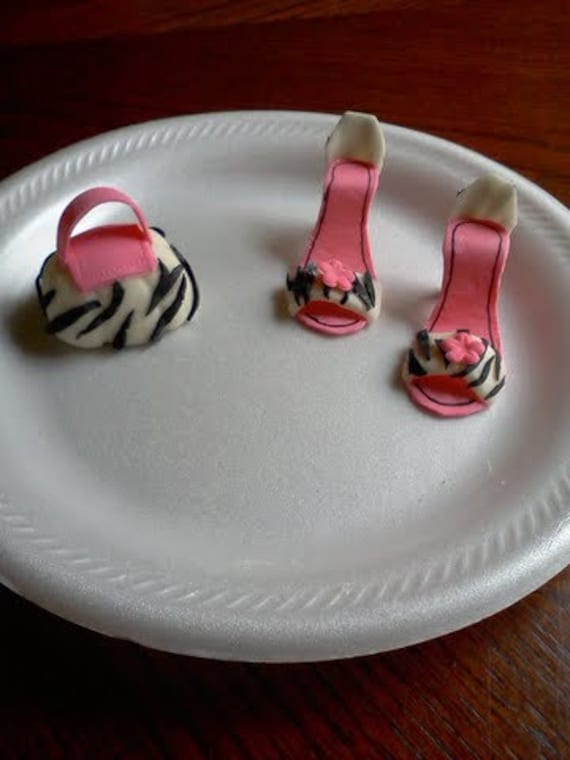 Gumpaste Mini High Heel shoes and purse by JacquesTreasure on Etsy