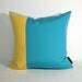 SAMPLE SALE - Blue Yellow Pillow Cover - Decorative Outdoor Cushion - Modern Colorblock Turquoise Buttercup Sunbrella - 16 inch