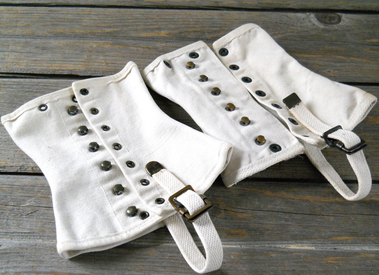 Vintage White Canvas Spats Military