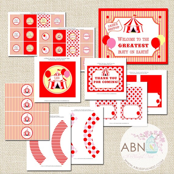 Circus Carnival Birthday Party Printable - Ultimate Party Package - Under The Big Top Collection - PRINTABLE - By A Blissful Nest Il_570xn