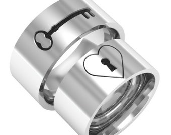 Promise Rings For Couples Matching My heart key matching couple