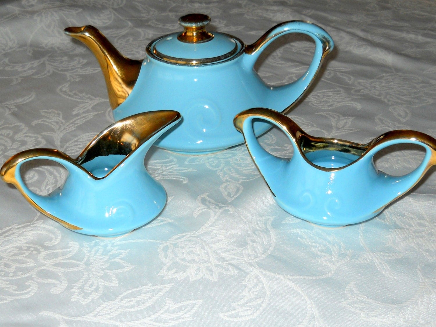 Vintage Teapot Sugar Creamer Set Pearl China by MyVintageNeighbor