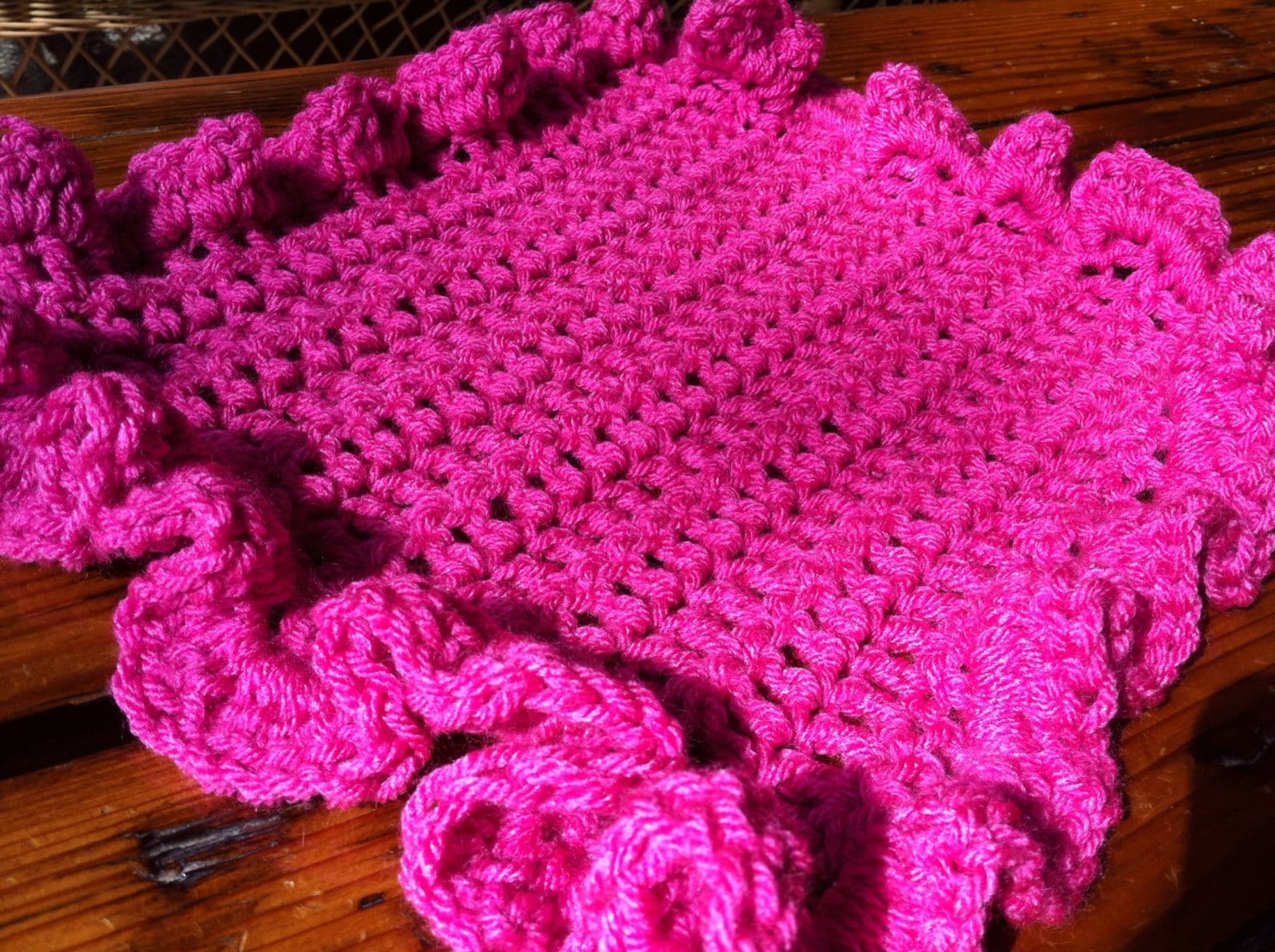 bright-pink-ruffle-edge-crochet-baby-blanket-lovey