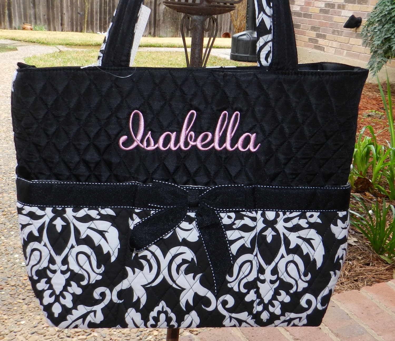 Personalized quilted diaper bag