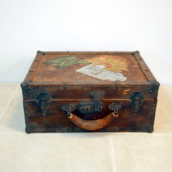 Vintage Roller Skating Box / World War II Wood Skate Case