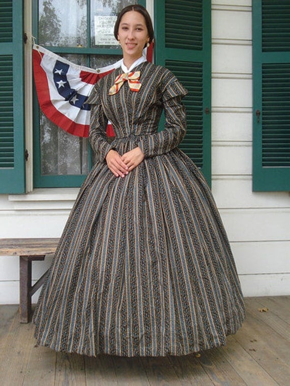 1860s Cotton Dress In 2020 Civil War Dress Civil War Fashion Civil