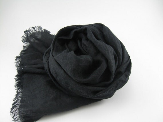 Handmade Linen Scarf black
