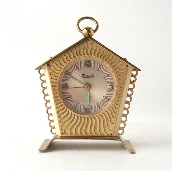 vintage forestville jeweled mantle clock made in germany gold