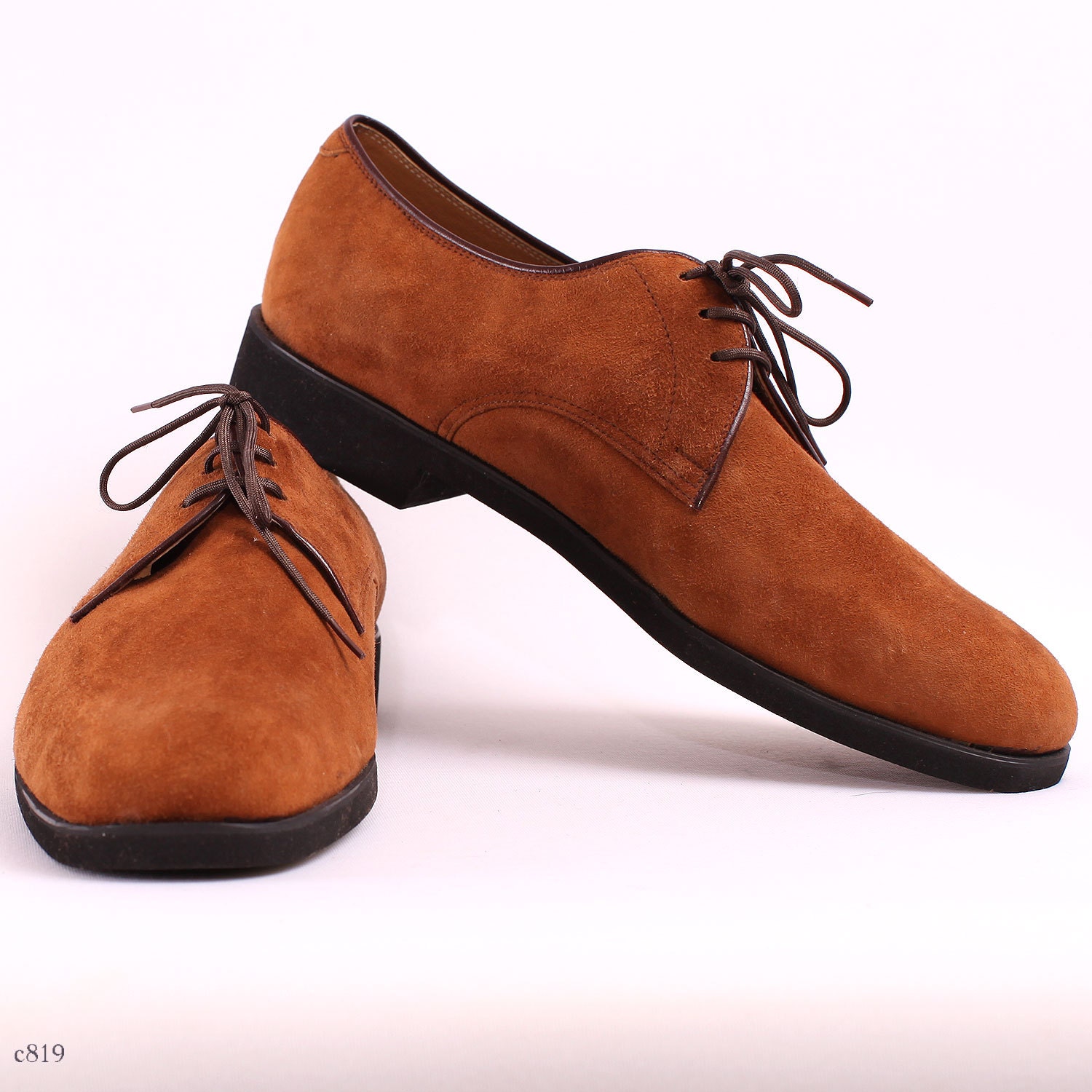 brown suede semi brogue shoes