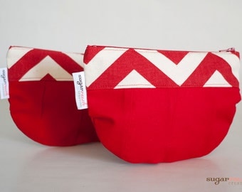 Red Chevron make up bag