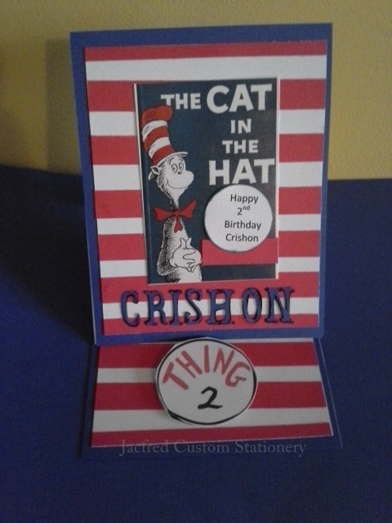 Items similar to Cat in the Hat Birthday card on Etsy