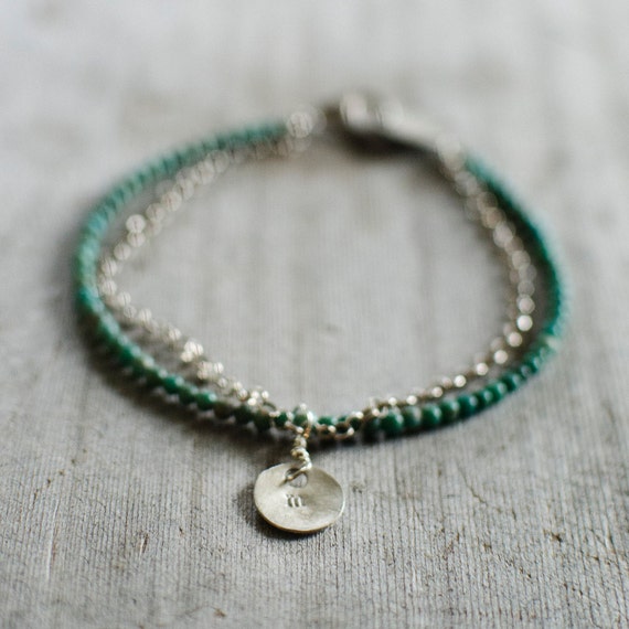 Items similar to TURQUOISE & SILVER PERSONALIZED Bracelet, Turquoise and Silver Filled Chain ...