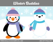 Winter Buddies Clipart - Digital Clip Art Graphics for Personal or Commercial Use Il_170x135