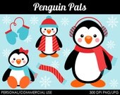 Penguin Pals (Red) Clipart - Digital Clip Art Graphics for Personal or Commercial Use Il_170x135