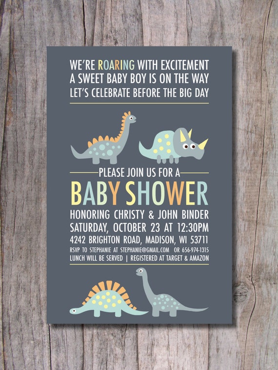 Items similar to Dinosaur Baby Shower Invitation - Modern ...