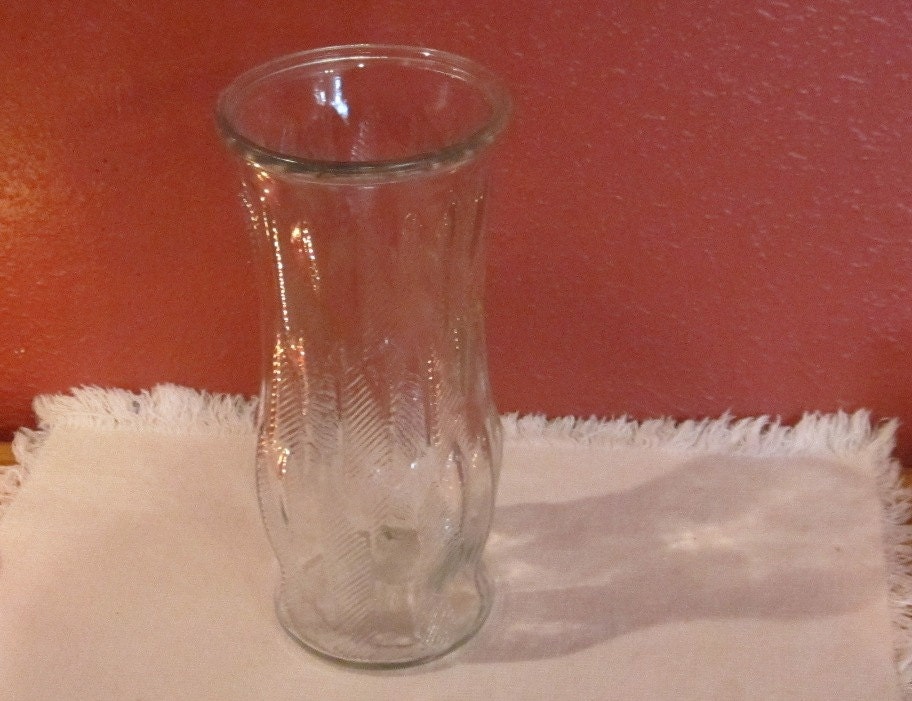 Vintage Eo Brody Clear Glass Vase With Leaf Pattern 8768