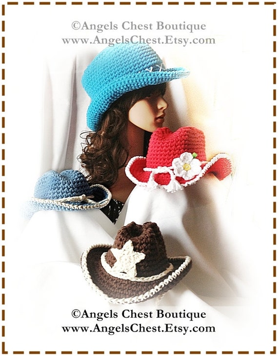 hat crochet horse pattern Boutique Size Hat Newborn  Design to Pattern COWBOY Adult  Crochet No