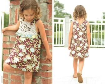 PRINTED Girls Dress Pattern: Daphne Wrap Dress and Top - Size 6 Month - 10 Years