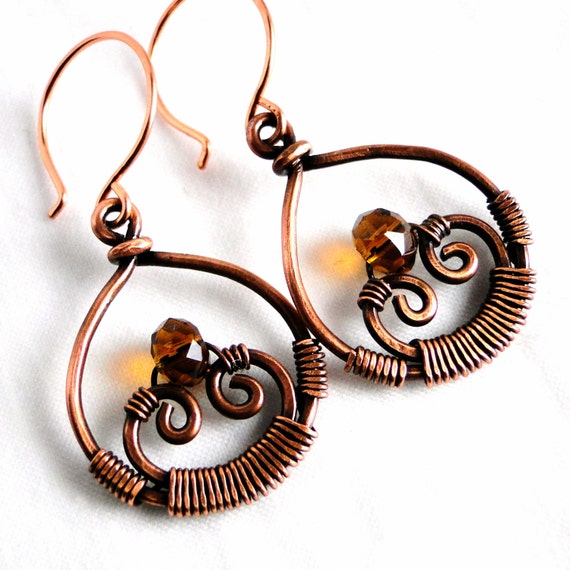 Teardrop Earrings Handcrafted Jewelry Spiral Jewelry