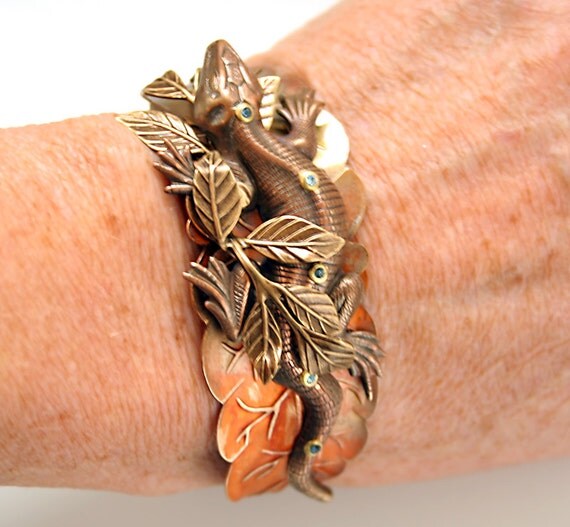 Lizard Bracelet Nature Woodland Bracelet Statement Bracelet