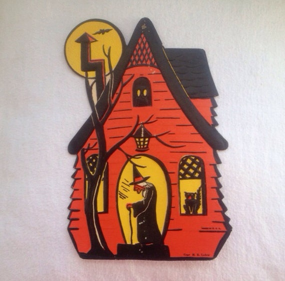 1940s Halloween decoration / vintage luhrs haunted house