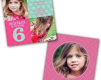 INSTANT DOWNLOAD - Birthday Invitation Photoshop Psd Photo Card Template Photographers - Dotty Girl - 0563