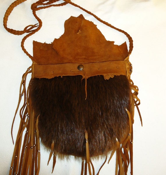 Leather and beaver fur possibles bag mountain man rendezvous