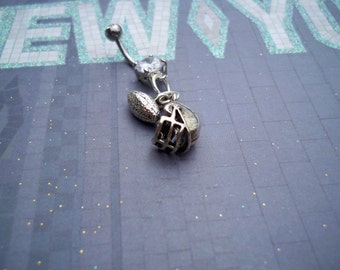football and helmet pronged belly button ring-body jewelry
