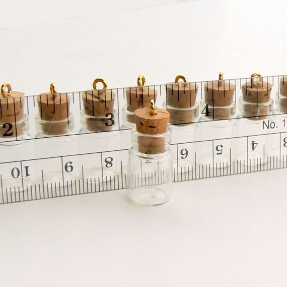 10 Mini Cork Bottle mini/miniature/glass/bottles by cricketseeker