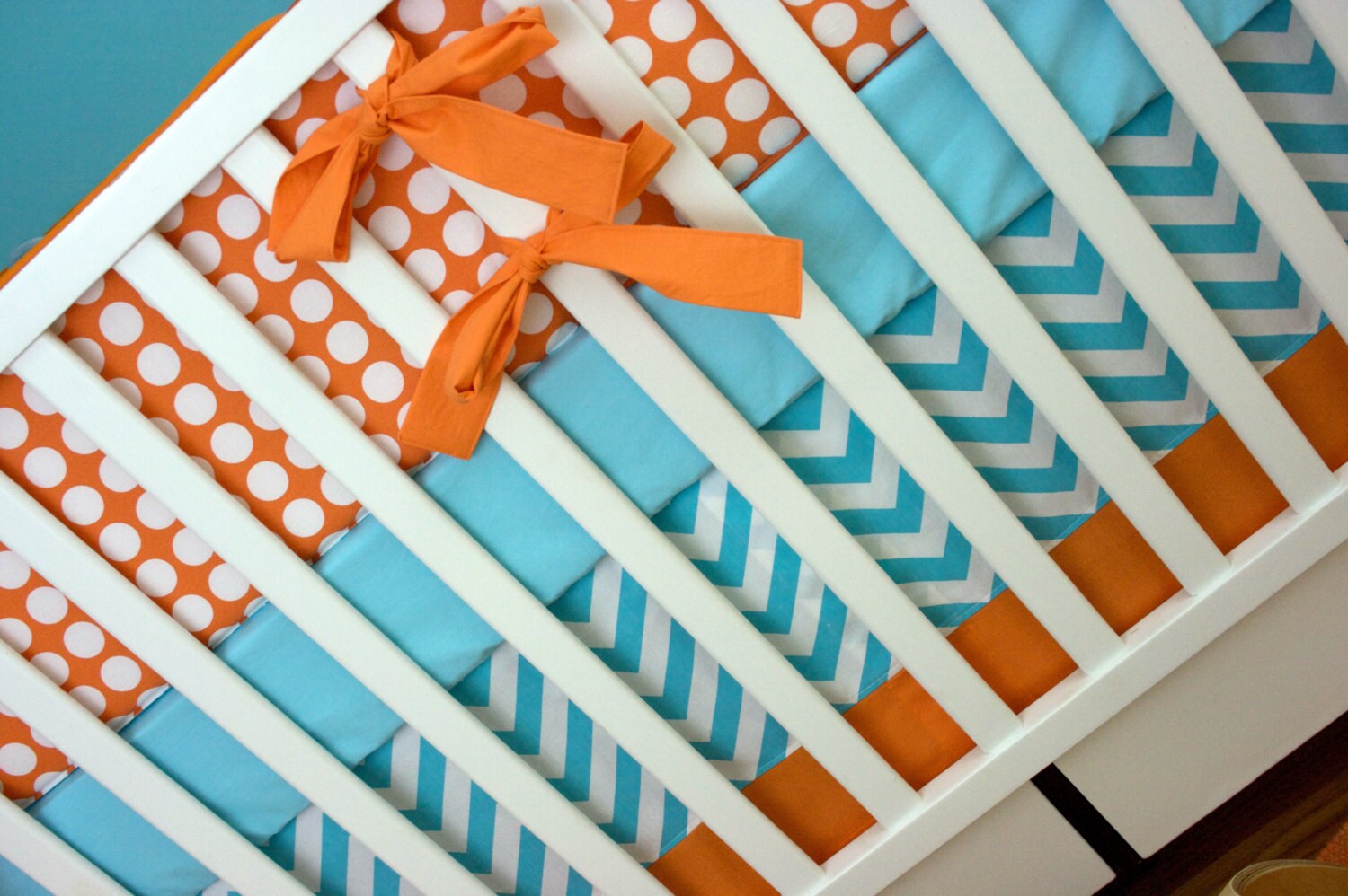 Baby Bedding Crib Bedding Aqua and Orange Crib Set Aqua