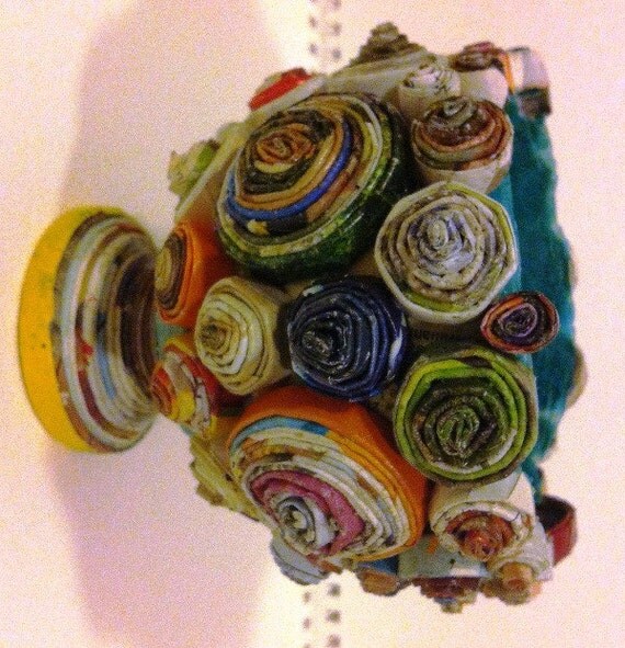 CUP Paper mache and Coiled Paper VESSEL with stand