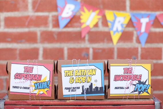 Superhero Printable Party Buffet Labels - fancy labels - by hello love designs Il_570xn