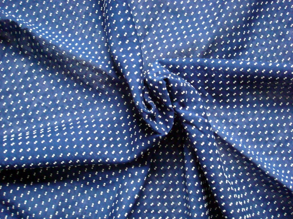 Gorgeous Cobalt BLUE Vintage Dotted Swiss Dot Fabric Sheer
