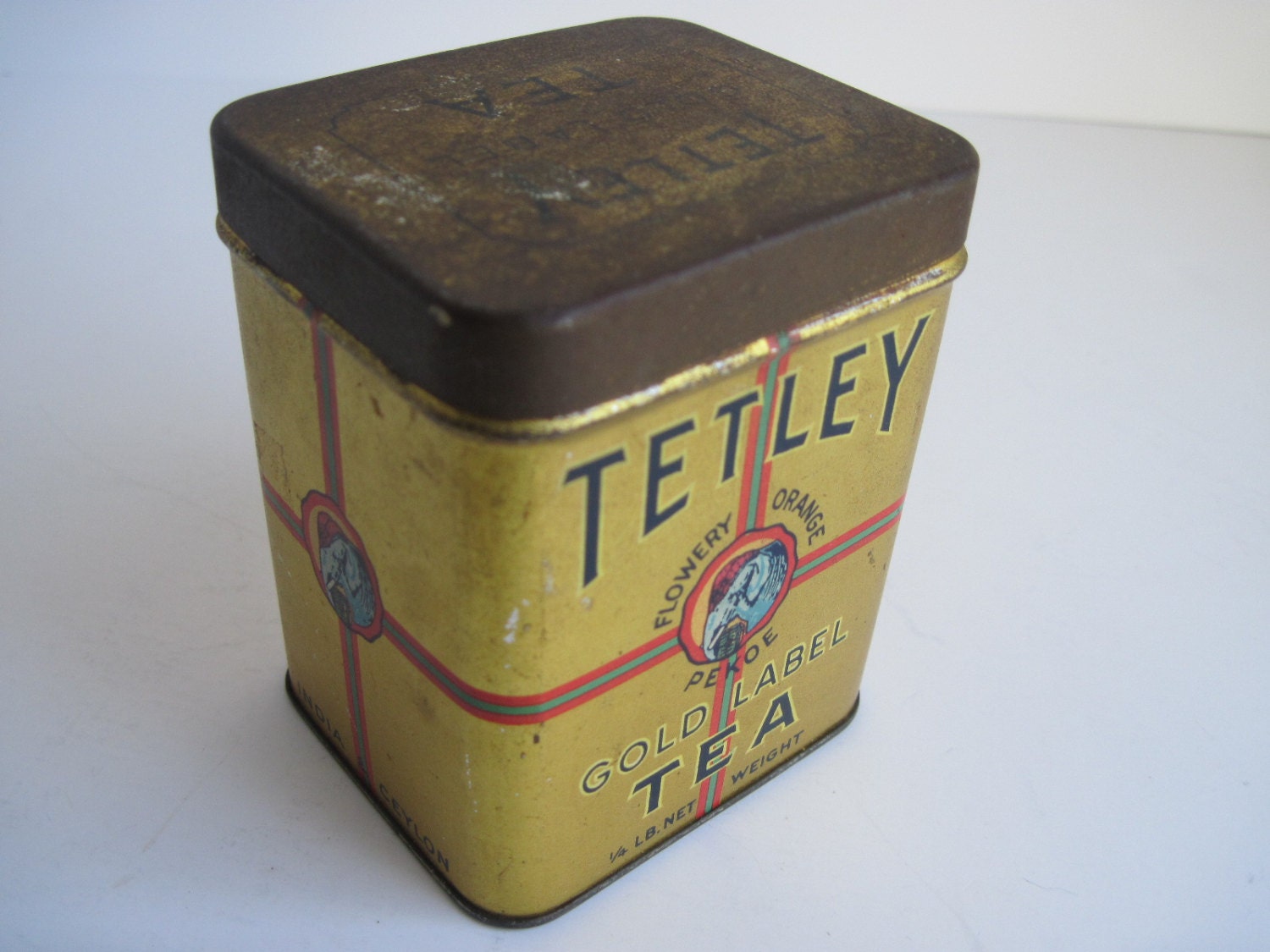 Antique Tetley Tea Tin Gold Label maestro series