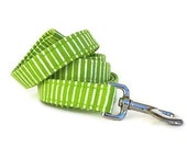 Striped Dog Leash - Lime Green and White - 6 Foot Length